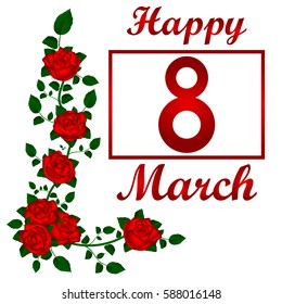 Postcard Greetings from the Women s Day March 8, vector  