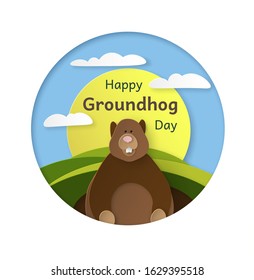 Postcard to Groundhog Day. Congratulations to the end of winter and beginning of spring.