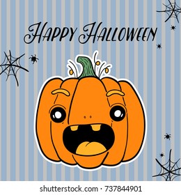 Postcard for Halloween with a frightening pumpkin