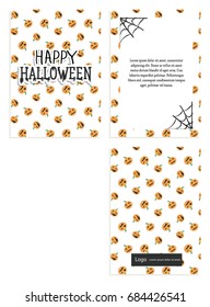 Postcard with Halloween pattern with pumpkin on white background