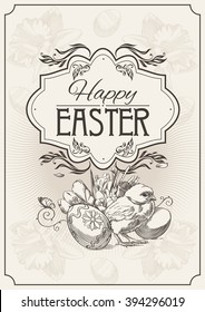 Postcard Happy Easter in sepia 2