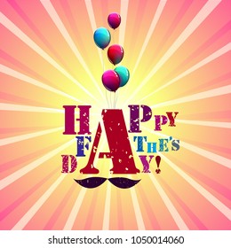 Postcard Happy Father's Day text. Vector