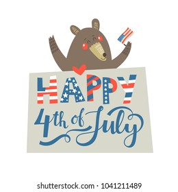 Postcard to the Happy independence day card United States of America, 4 th of July. Vector poster.
