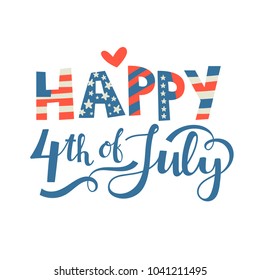 Postcard to the Happy independence day card United States of America, 4 th of July. Vector poster.