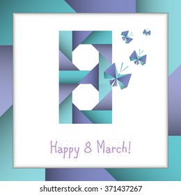 postcard happy March 8 (greeting card design for International Women's Day celebration)