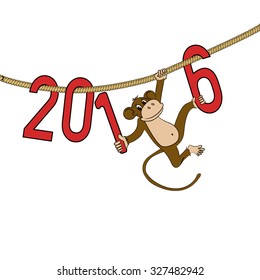 Postcard Happy New Year 2016 Year of the Monkey