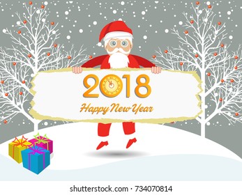 Postcard Happy New Year 2018 and merry christmas 