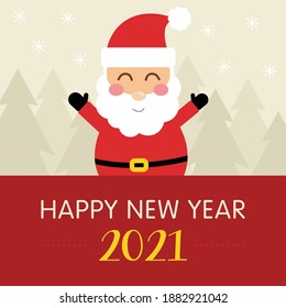 Postcard Happy New Year 2021 with Santa Claus template