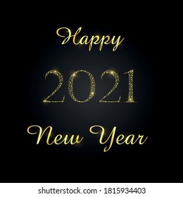 Postcard Happy New Year 2021.Text Vector illustration