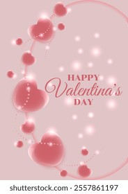 Postcard for Happy Valentinas Day with hearts