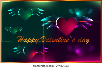 Postcard Happy Valentines day. Celebrates. Vector. Dark textures.
Illustration can be used in the brochures, postcards, tickets, advertisements,
banners, lables.
