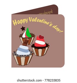 Postcard happy Valentine's day! Composed of cupcakes.