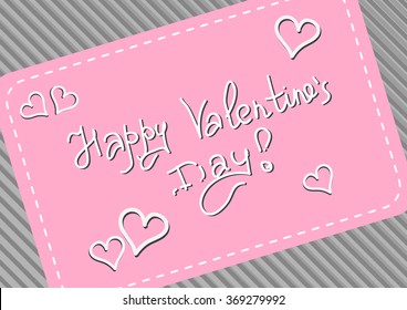 Postcard Happy Valentine's Day with a handwritten inscription. Vector background