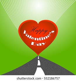 Postcard Happy Valentine's Day - Heart concept creative Valentine's Day on the road