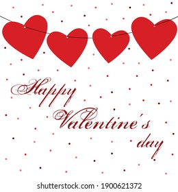 Postcard Happy Valentine's day with hearts. Vector illustration