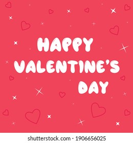 Postcard Happy Valentine's day with hearts and stars. Vector illustration
