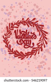 Postcard Happy Valentine's Day. Vector.