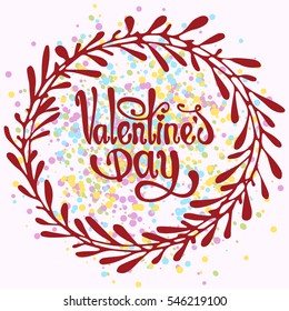Postcard Happy Valentine's Day. Vector.