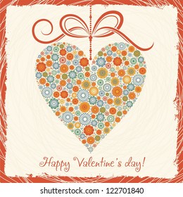 Postcard with heart and flowers