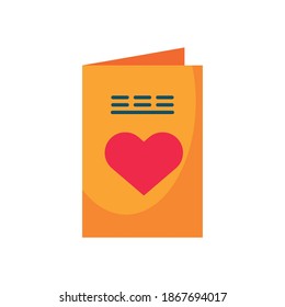 postcard with heart love flat style icon vector illustration design