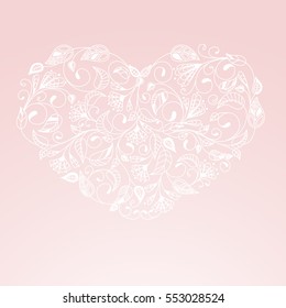Postcard heart of love flower pattern. Vector illustration.
