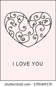 POSTCARD WITH HEART: I LOVE YOU