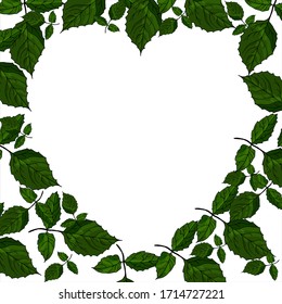 Postcard heart made of leaves