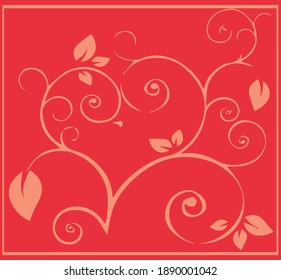 Postcard with a heart pattern and leaves. Gift for Valentine's Day.