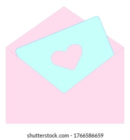 Postcard with heart vector icon. Filled flat sign for mobile concept and web design. Mail colorful flat icon. Beautiful message symbol for wedding, invitation, greeting card. Letter heart vector icon