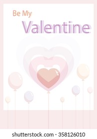 Postcard with hearts Be my Valentine. Happy Valentine's Day