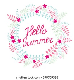Postcard "Hello Summer". Vector illustration.