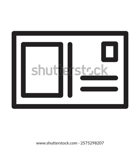 Postcard icon. Editable line icon. Vector illustration