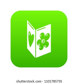 Postcard icon green vector isolated on white background