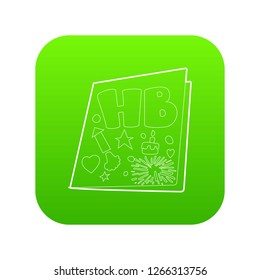 Postcard icon green vector isolated on white background