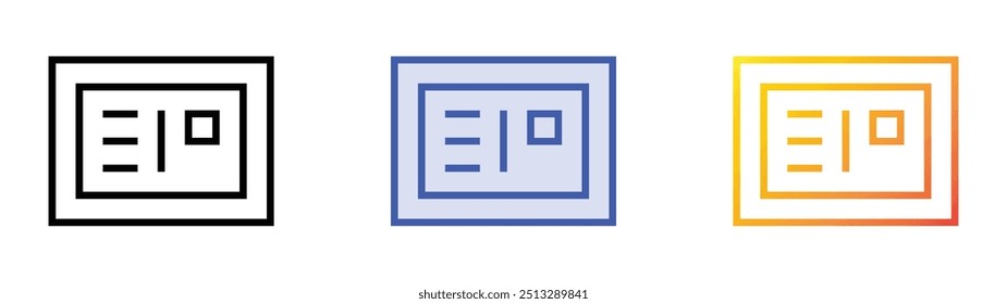 Icono de postal. Lineal, relleno azul y diseño de estilo degradado aislado sobre fondo blanco