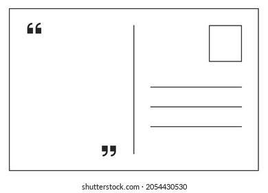 Postcard icon. Mail postcard template. Postal message mockup