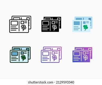 Postcard icon set with line, outline, flat, filled, glyph, color, gradient. Editable stroke and pixel perfect. Can be used for digital product, presentation, print design and more.
