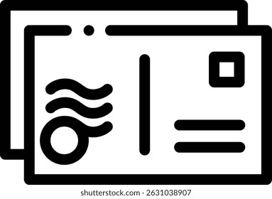 Icono de postal. Diseño De Estilo Lineal Delgado Aislado Sobre Fondo Blanco