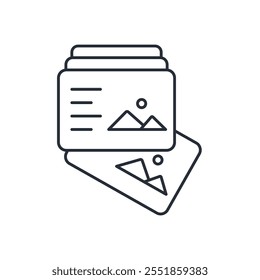 Icono de la postal. Vector. Trazo editable. signo de estilo lineal para uso Diseño web, logotipo. Ilustración de símbolo.