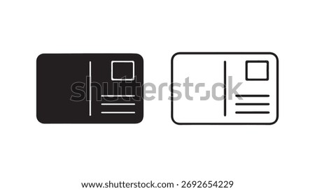 Postcard icons with outline and solid fill