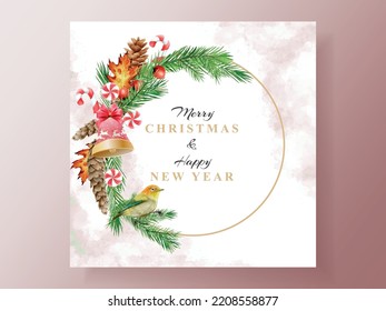 postcard with illustration of animal and christmas element