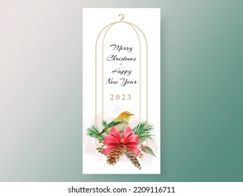 postcard with illustration of animal and christmas element