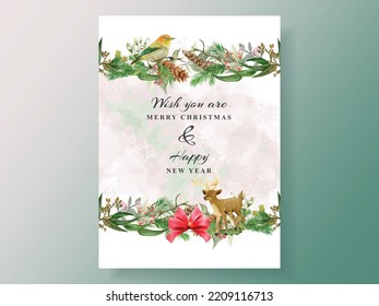 postcard with illustration of animal and christmas element