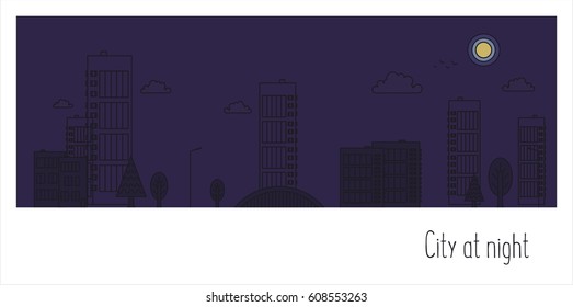 Postcard with the image of the city at night