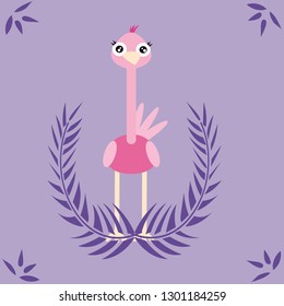 postcard with the image of an ostrich vector