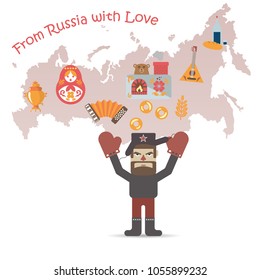 
Postcard with the image of Russia and all of its steriotypes EPS10