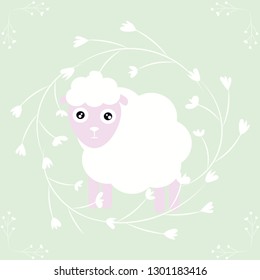 postcard with the image of a sheep vector