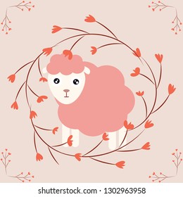 postcard with the image of a sheep vector