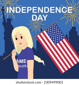 Postcard Independence Day of the United States, vector illustration