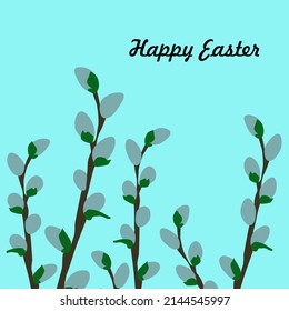  Postal con la inscripción "Feliz Pascua" y ramas de sauce.